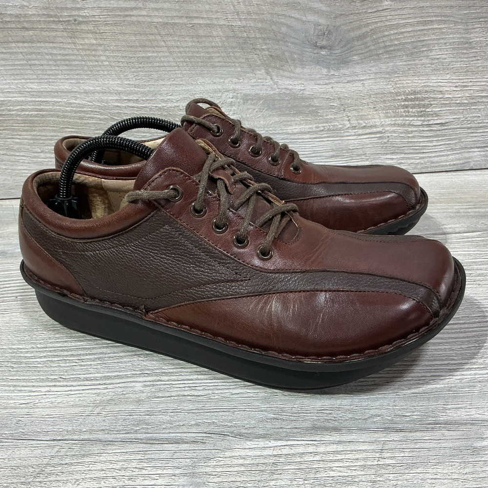 Alegria Hewlett Comfort Leather Shoes Men's Size US 9 M Brown Non Slip 1977BR-M